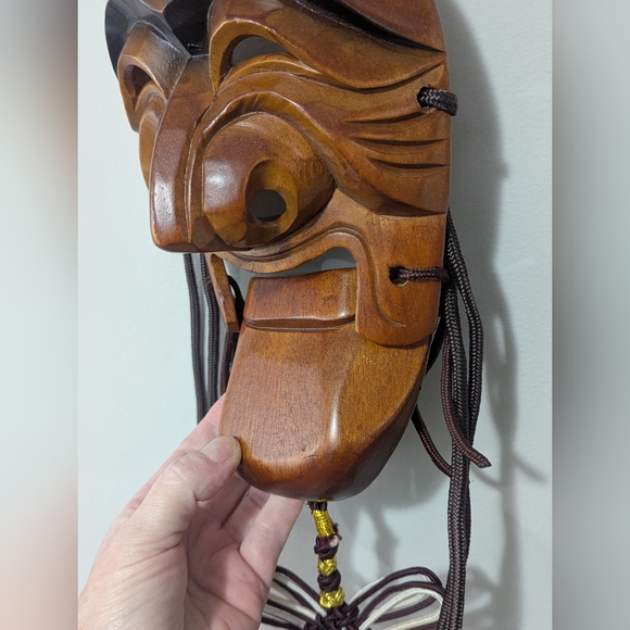 Vintage Korean Hahoetal Kaksi & Yangban Ceremonial Hahoe pyolsin-gut Carved Mask - Picture 5 of 12